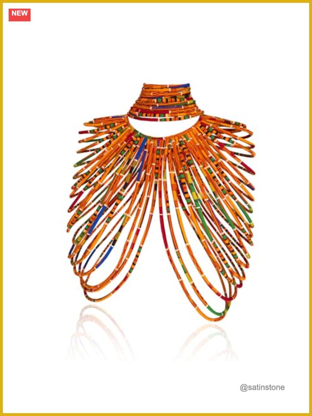 Handmade Ankara Fabric Shawl Necklace Multi-Strand Statement Jewelry